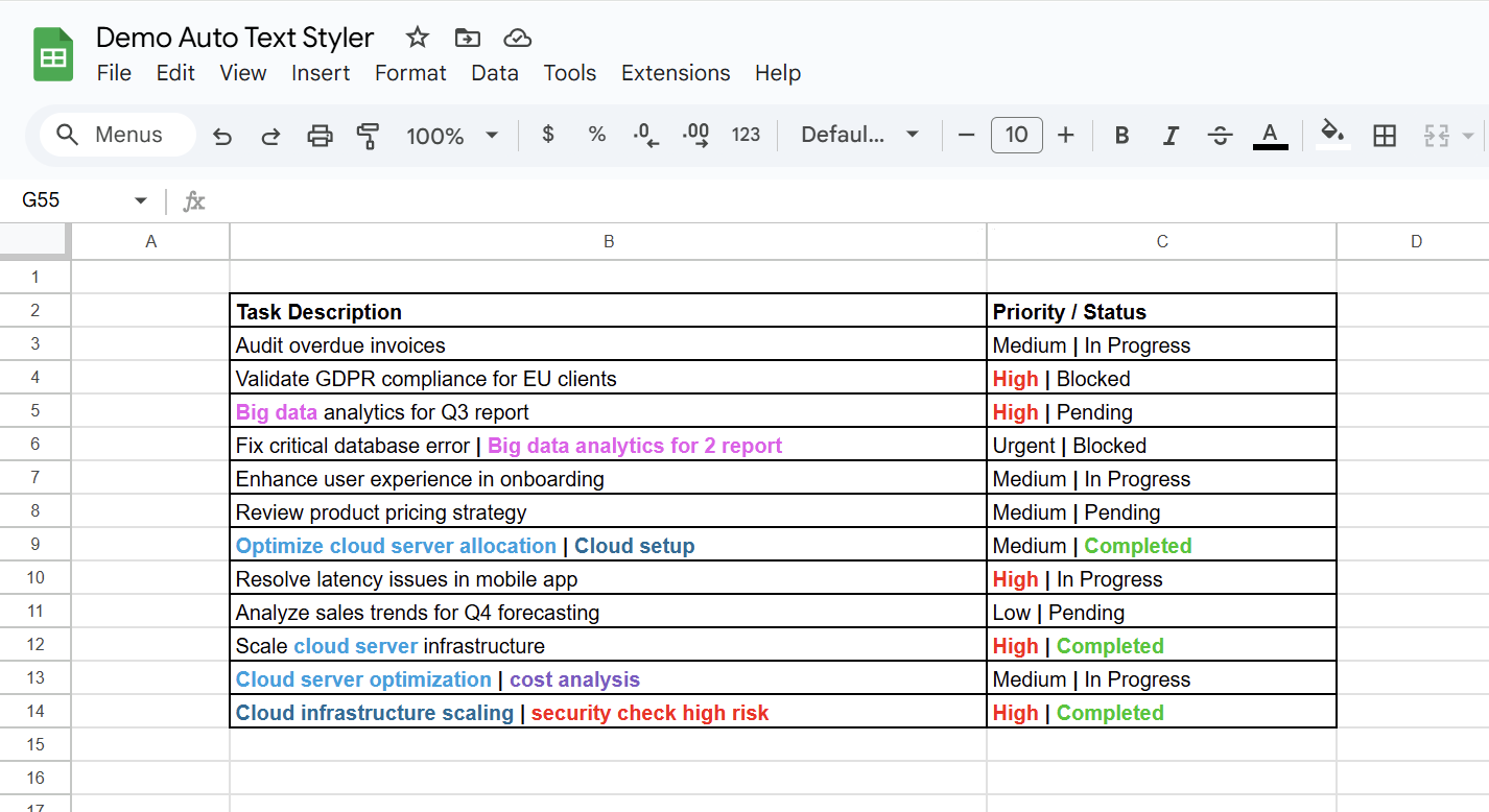 Multi-Rule Formatting Example