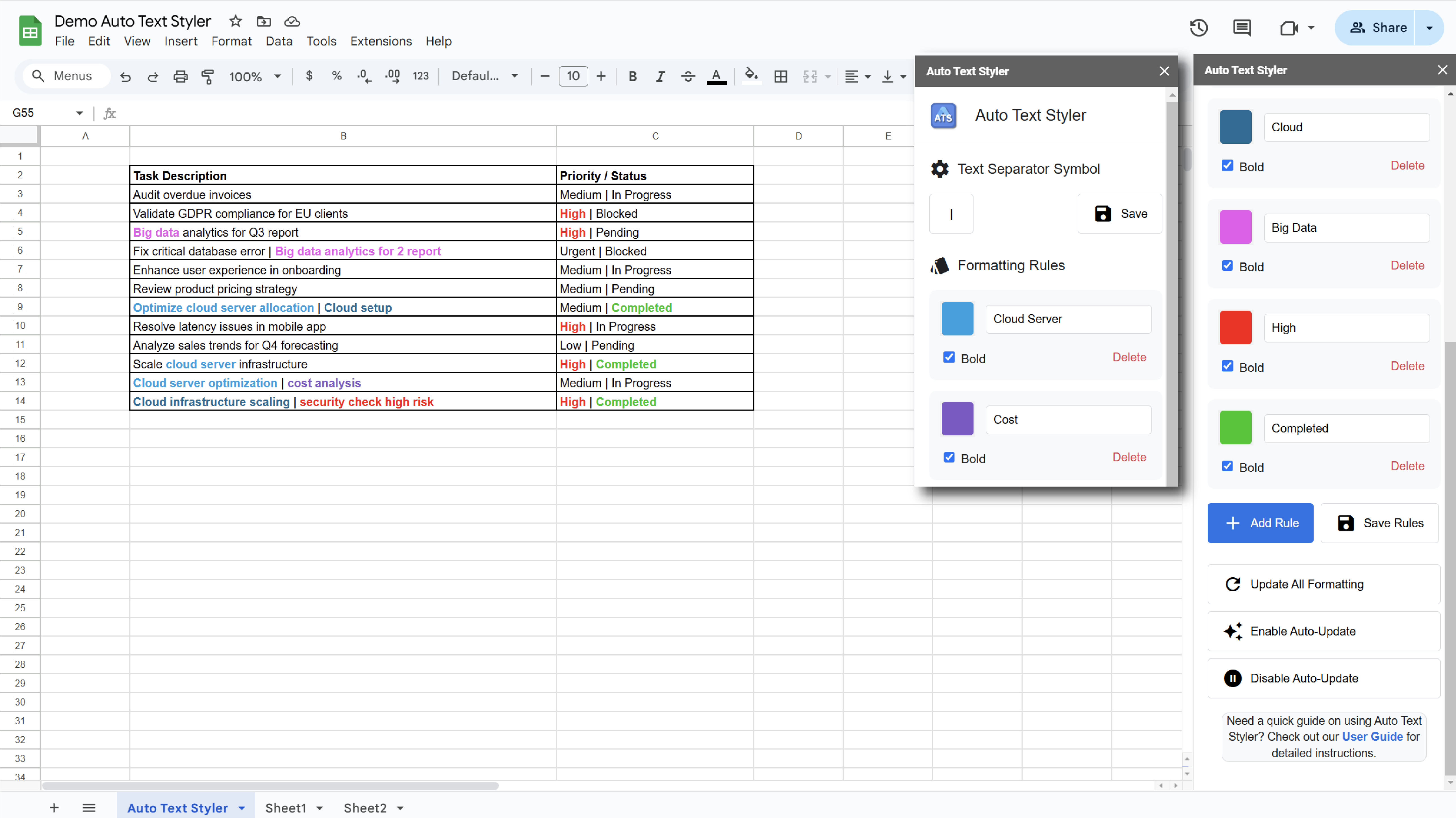 Automatic Separator Styling Example